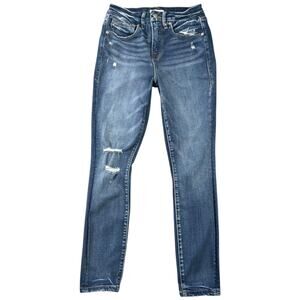 Good American Distressed Skinny Jeans Blue High Rise Stretch Denim Street 2/26